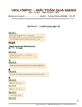 Đề thi violympic môn Toán Lớp 2 - Vòng 11 - Năm học 2013-2014 - Trường Tiểu học Kiền Bái
